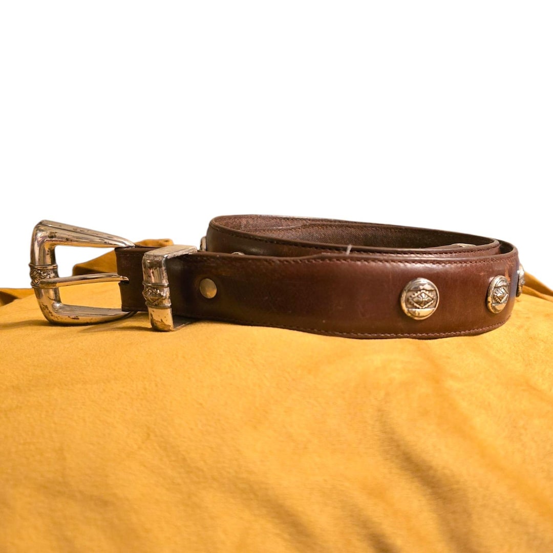 Vintage Nocona Genuine Leather Belt Western Conchos & Buckle  display picture 1