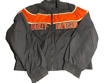 Harley Davidson Racing Jacket Mens Large Bomber Screaming Eagle Long Slv Vtg USA
