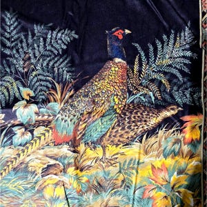 Pheasant-Themed Fabric Panels Pillows Quilting Crafting 44&quot; X 35&quot; Cotton 4 Birds