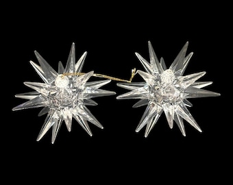 Acrylic Star Christmas Ornaments or Candle Holders MCM Atomic Sputnik Set Of Two