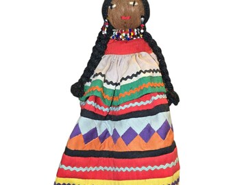 Vtg Handmade FL Seminole Palmetto Fiber Husk Doll Braided Hair Native American
