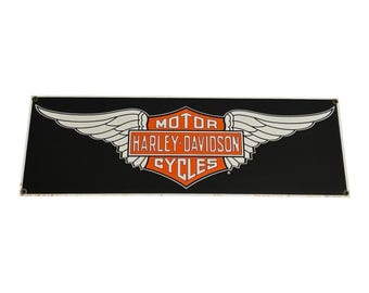 Vtg 2000 Harley Davidson Motorcycle Porcelain Metal Wings Sign Ande Rooney 18x6