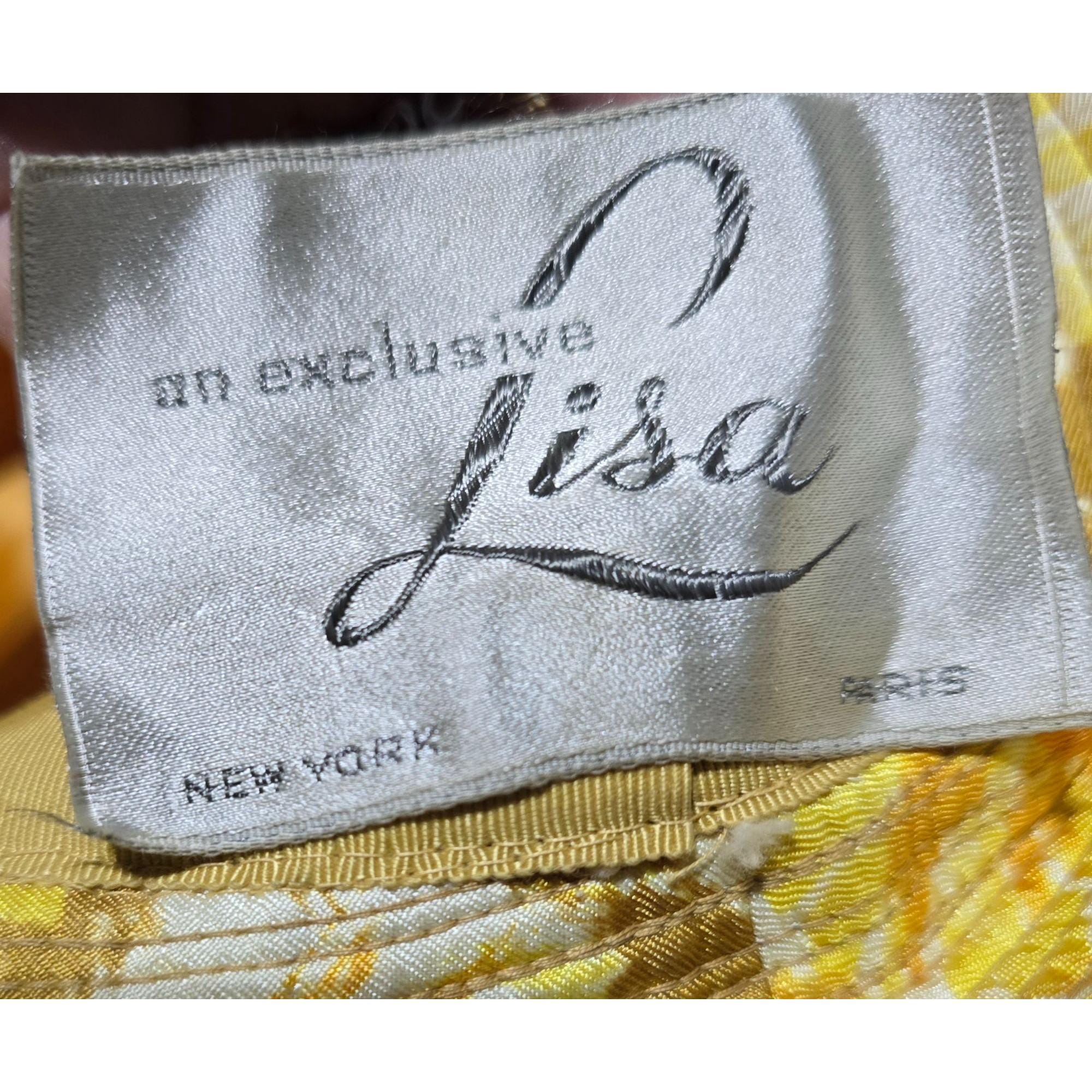 Vtg Exclusive Lisa Floral Yellow Bucket Hat Ribbon Accent w/ Striped Hat Box Anime Yellow Straw Hat with Red Ribbon | eBay main image 4