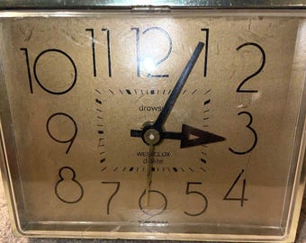 VTG Westclox Duality Drowse Corded Alarm Clock MCM Gold & Woodgrain Tested