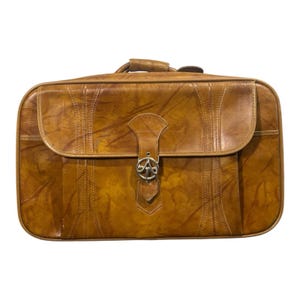 Vtg American Tourister 1975 Suitcase Luggage Brown MarbleTravel Storage *No Key