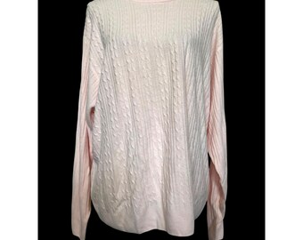 Vintage Crystal Kobe Pink Cable Knit Sweater 3X Mock Neck Plus