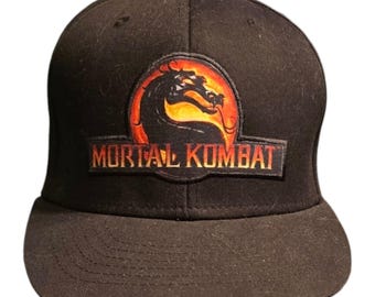 Vtg Mortal Kombat Warner Brothers Black Snapback Hat Adjustable Logo Dragon NWT