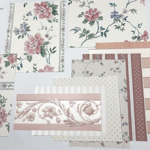 Paquete de muestra de papel tapiz de diseño: mezcla romántica de flores y corazones