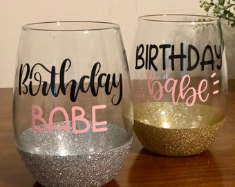 Birthday Babe Wine Glass