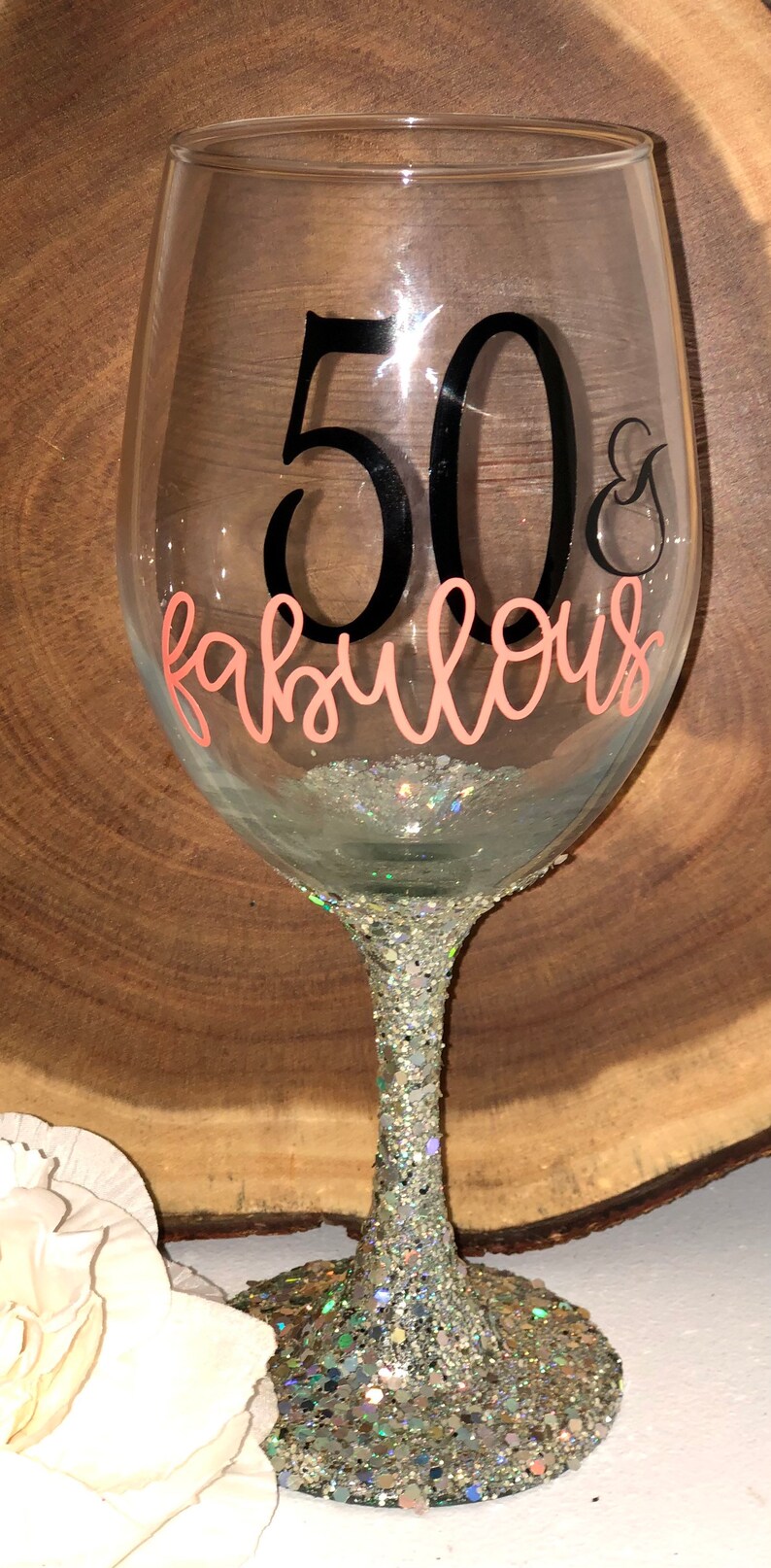 Birthday Wine Glass / Customized Birthday Glass / 50th Birthday Glass image 3