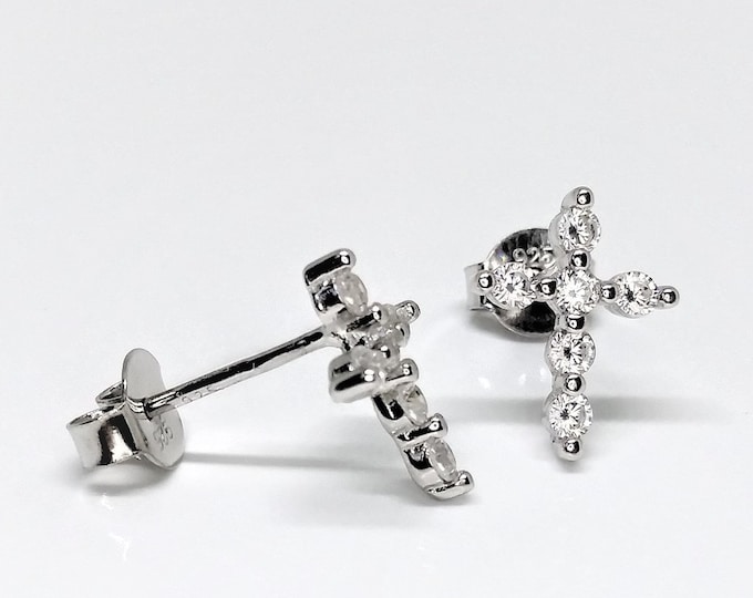 925 Sterling Silver Simple Cross Stud Earrings