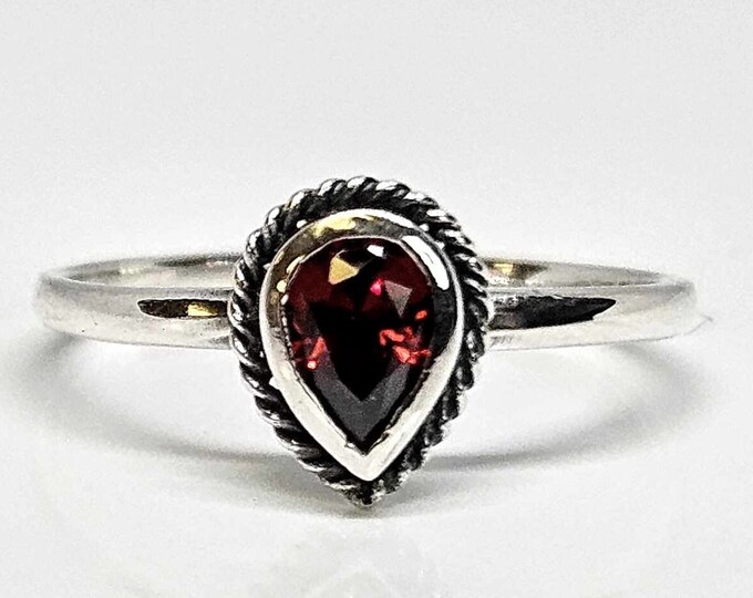 Sterling Silver Cubic Zirconia Garnet Ring