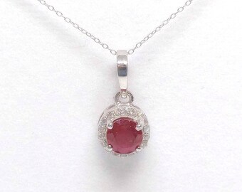 Sterling Silver And Diamond Ruby Pendant