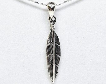 Women's Sterling Silver Feather Pendant And Chain