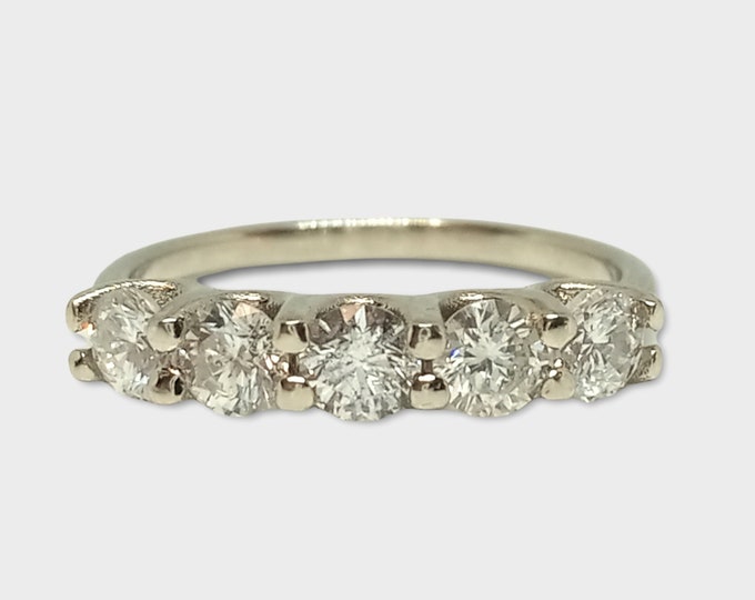 14k White Gold 1.00 CTW Diamond Anniversary Band