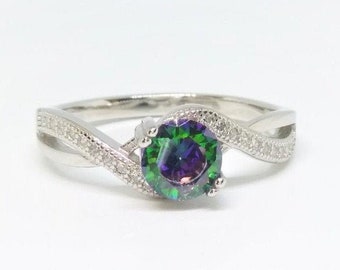 Rainbow Mystic topaz Twisted Shank Ring