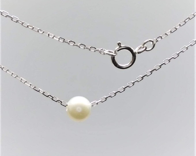 Sterling Silver Floating Pearl Necklace