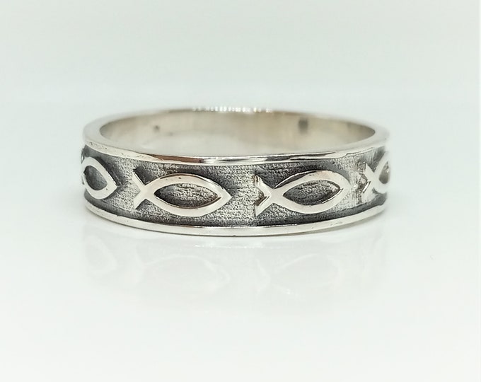 925 Sterling Silver Jesus Fish Ring