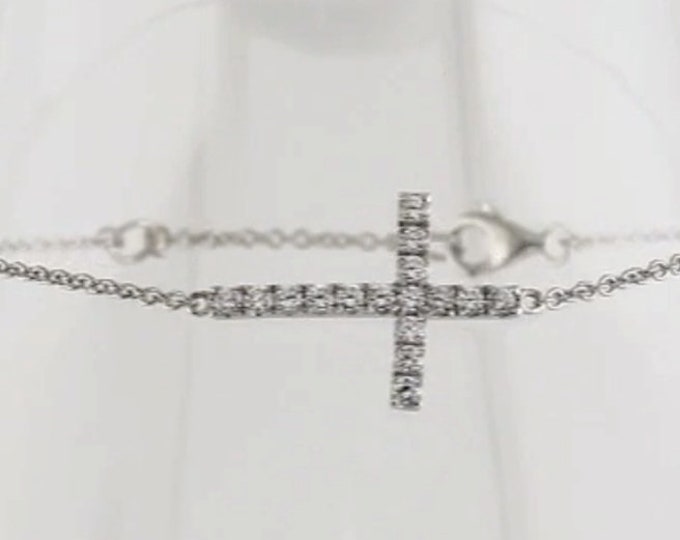 Sterling Silver Cubic Zirconia Sideways Bracelet