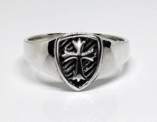 Sterling Silver Cross & Shield Ring
