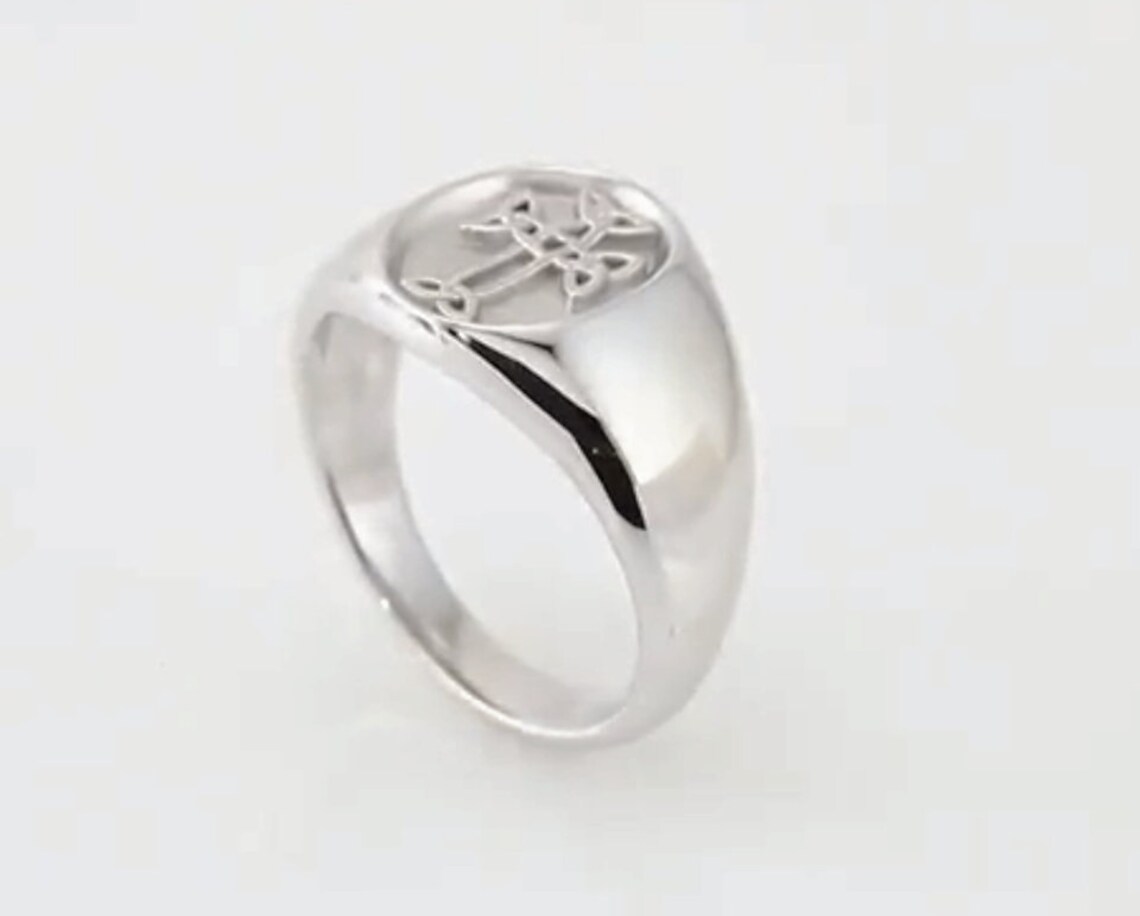Mens Celticinspired Cross Ring Mens Christian Ring Etsy
