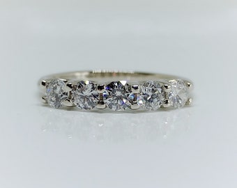 14k White Gold 0.90 CTW Diamond Anniversary Band