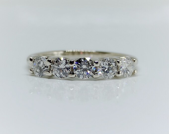 14k White Gold 0.90 CTW Diamond Anniversary Band