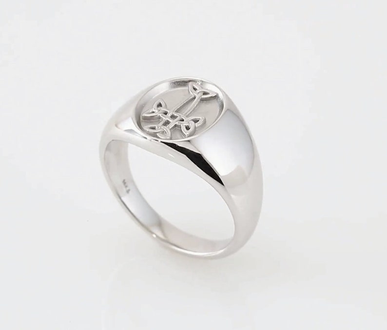 Mens Celticinspired Cross Ring Mens Christian Ring Etsy