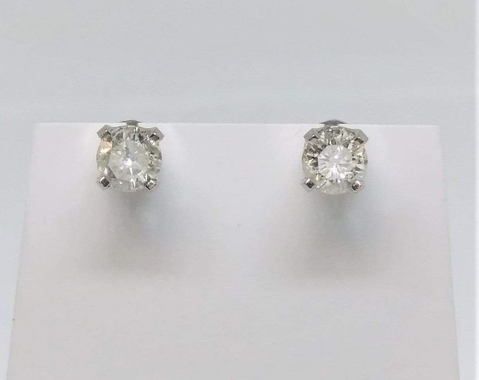 0.50 TCW 14k White Gold Natural Diamond Stud Earrings