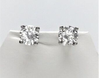 0.50 CTW 14k White Gold Diamond Stud Earrings