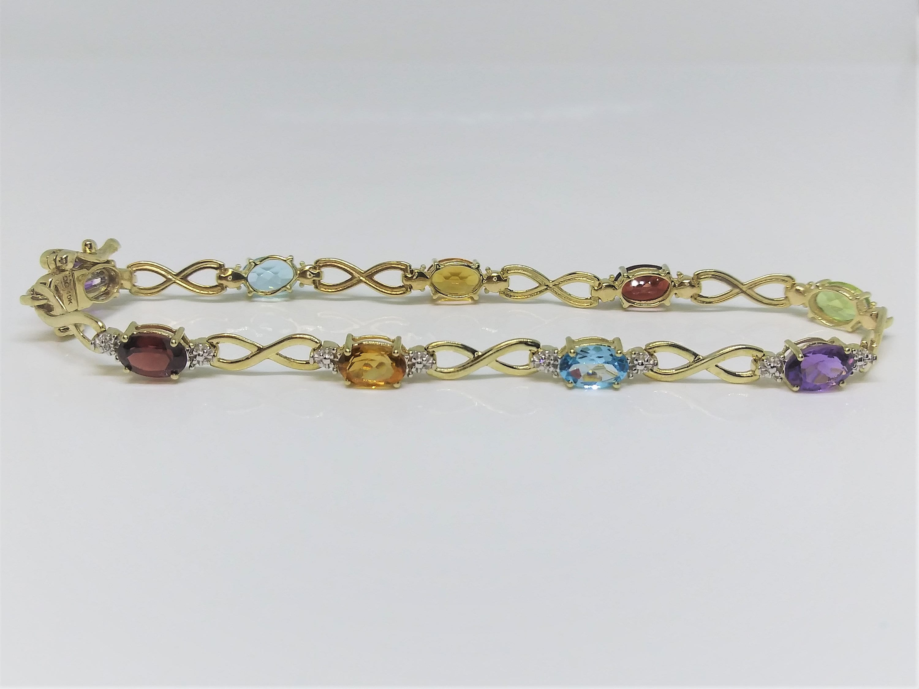 Sapphire Multicolor and Diamond 14K Yellow Gold Tennis Bracelet - 15G66A