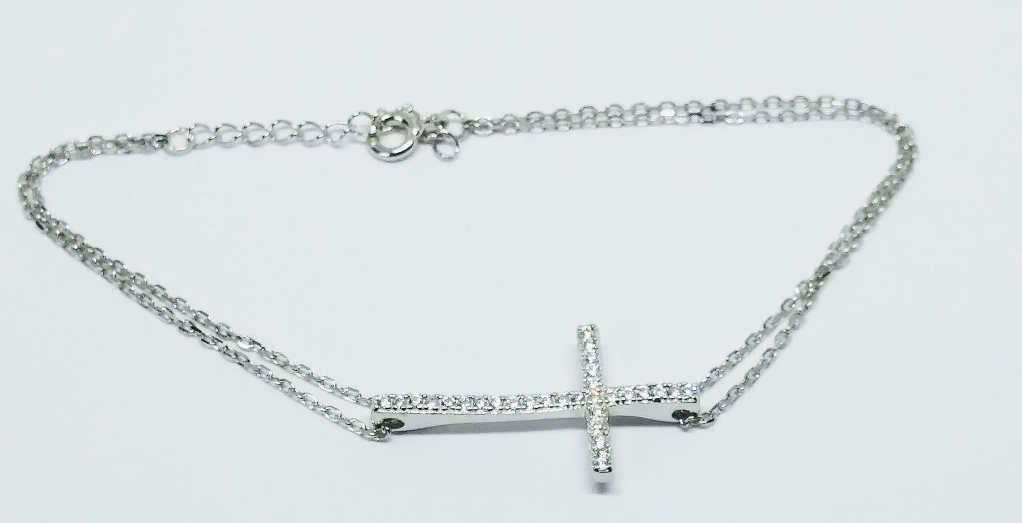 Sterling Silver Cross Bracelet Etsy