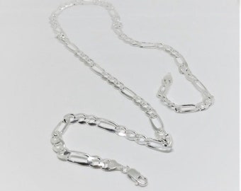 Mens Sterling Silver 24 Inch Figaro Chain