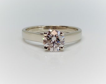 14k White Gold Solitaire 1.05 CT Lab Grown Diamond Engagement Ring