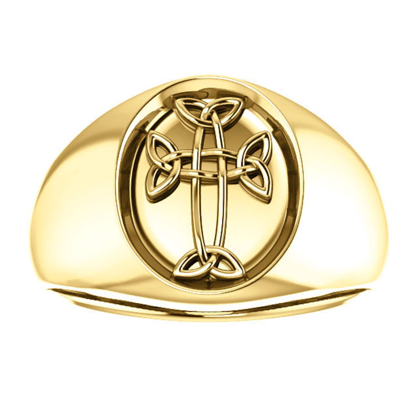 Mens Celticinspired Cross Ring Mens Christian Ring Etsy