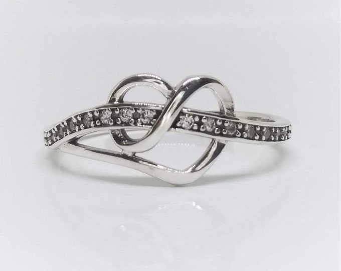 Sterling Silver Heart Ribbon Ring