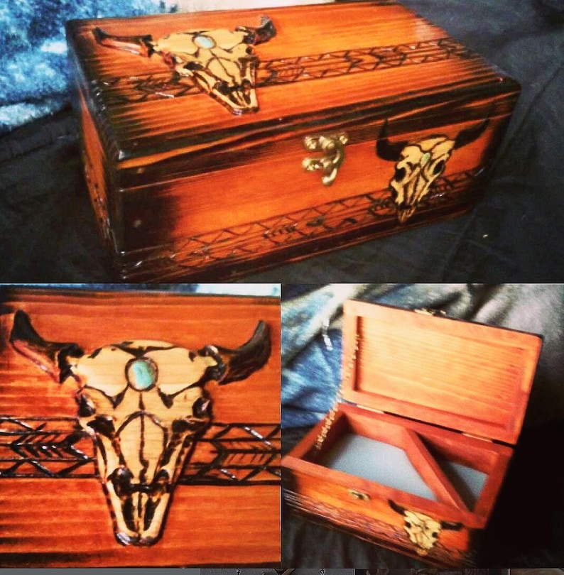 Custom Wood Burned Box, Personalized Engraved Keepsake Box, Rustic ...