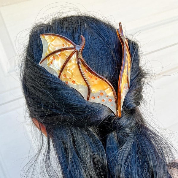 Gold Drachenflügel Haarkämme - Ren Faire - Renaissance Festival - Sarah J Maas - Thron aus Glas - Vierter Flügel - Drachen Fantasie - Haarspange