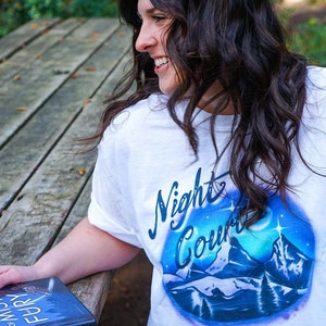 Bookish Boardwalk: Night Court Airbrushed Tee - Bookish Tee - A Court of Thorns and Roses Shirt - Sarah J Maas Shirt - ACOTAR - ACOMAF