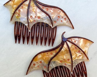 Gold Dragon Wing Hair Combs | Fantasy Hair Accessories for Ren Faire, Cosplay, and Book Lovers |  For Fourth Wing Fans | Romantasy