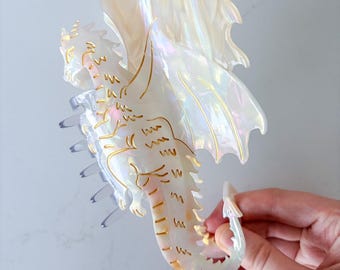 Cream Dragon Hair Claw Clip | Ren Faire | Renaissance Festival | Fourth Wing | Fantasy Gifts