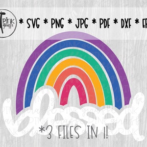 Gesegneter Regenbogen Drei in Einem Cutdatei für Silhouette, Cricut, Scrapbook, SVG, Png, Jpg, Pdf, Eps, Dxf