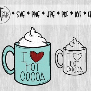 Clipart de chocolate caliente para silueta, Cricut, álbum de recortes, chocolate caliente SVG, chocolate caliente PNG, chocolate caliente Jpg, chocolate caliente PDF, chocolate caliente EPS, taza SVG