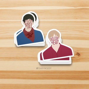 Funny Merlin and Arthur Comfort Character Sticker Set, BBC Merlin Fandom Laptop Decals, Water Bottle Stickers for Merlin Fans, Clot Pole