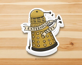 Doctor Who Stickers, Doctor Who Fan Gift, Dalek Sticker Decal, Positive Stickers for Water Bottle, Whovian Gifts for Men, Sci-Fi Gifts for