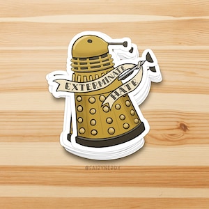 Funny Doctor Who Dalek Sticker, Exterminate Hate, Science Fiction TV Laptop Decal