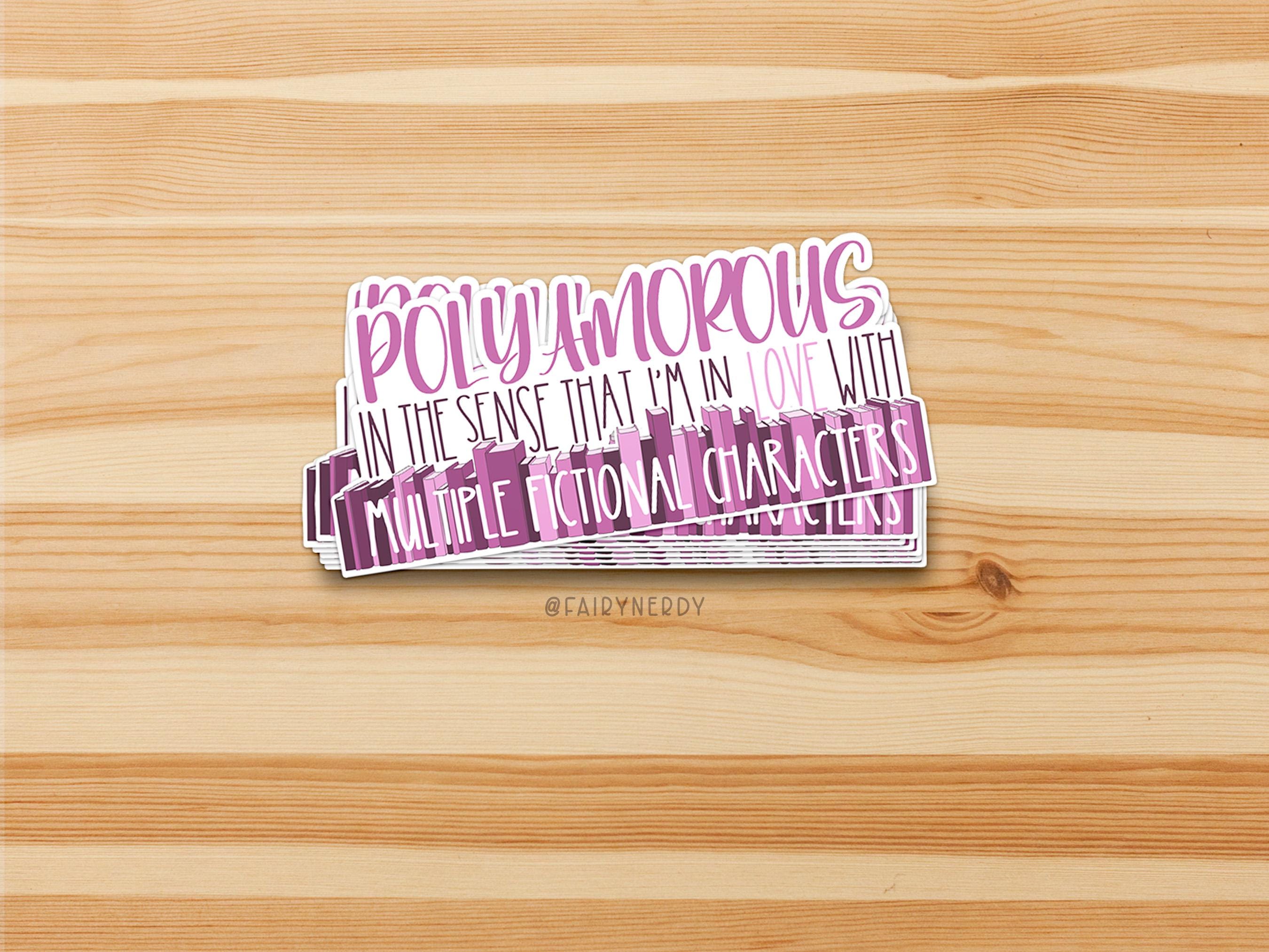 Funny Polyamorous Book Lover Sticker, Literary Humor Laptop Decal for Romantasy and Smut Readers