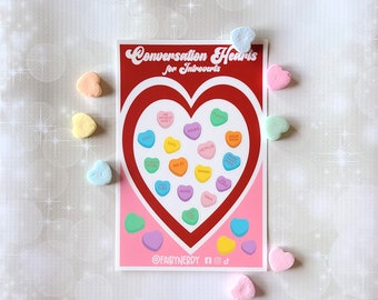 Valentine's Day Conversation Hearts Sticker Sheet, Funny Matte Stickers for Introverts, Romantic Holiday Planner Stickers for Scrapbooking