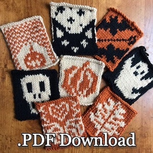 Autumn and Halloween Themed Knitting Charts, Intarsia Knitting, Tapestry Crochet Charts