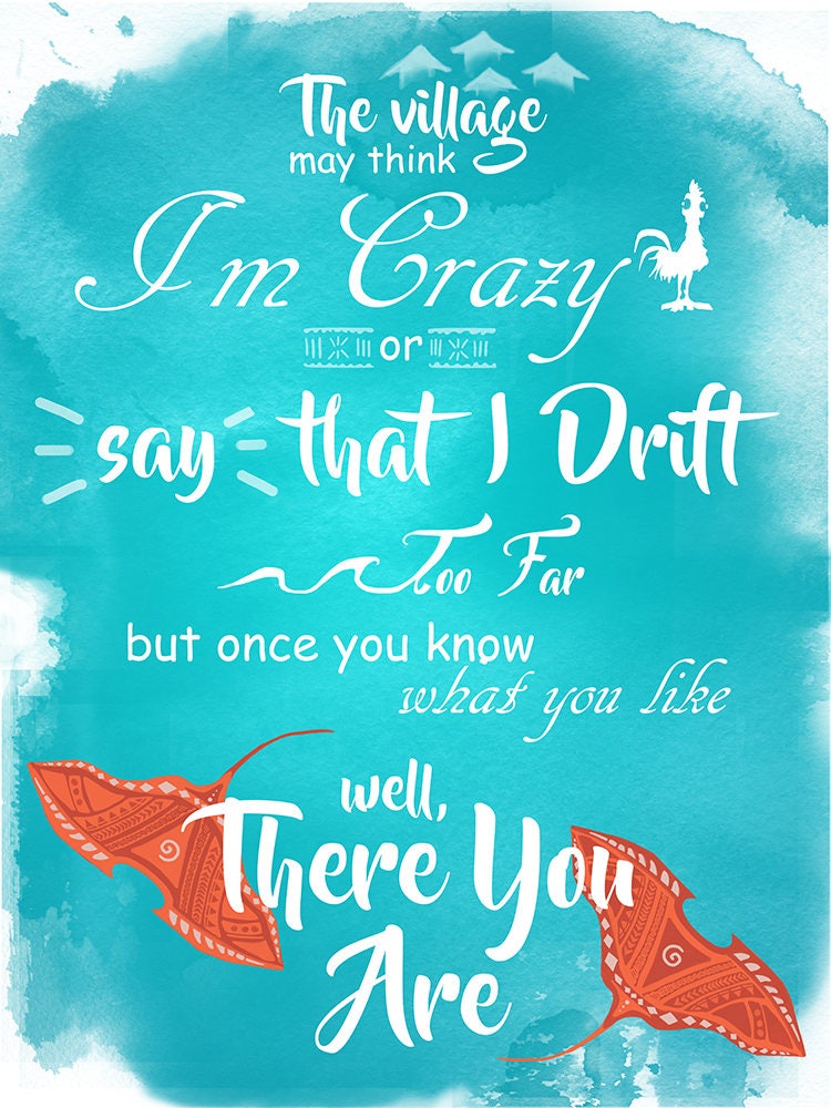 Where you are song quote from disney s moana text poster on fine art